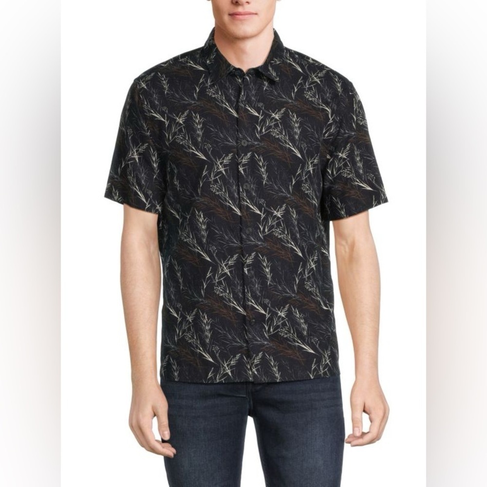 VINCE Classic Men Fit Leaf Print Shirt Sz XXL